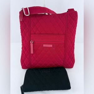 Vera Bradley Quilted Red Tote Bag with Black Wallet